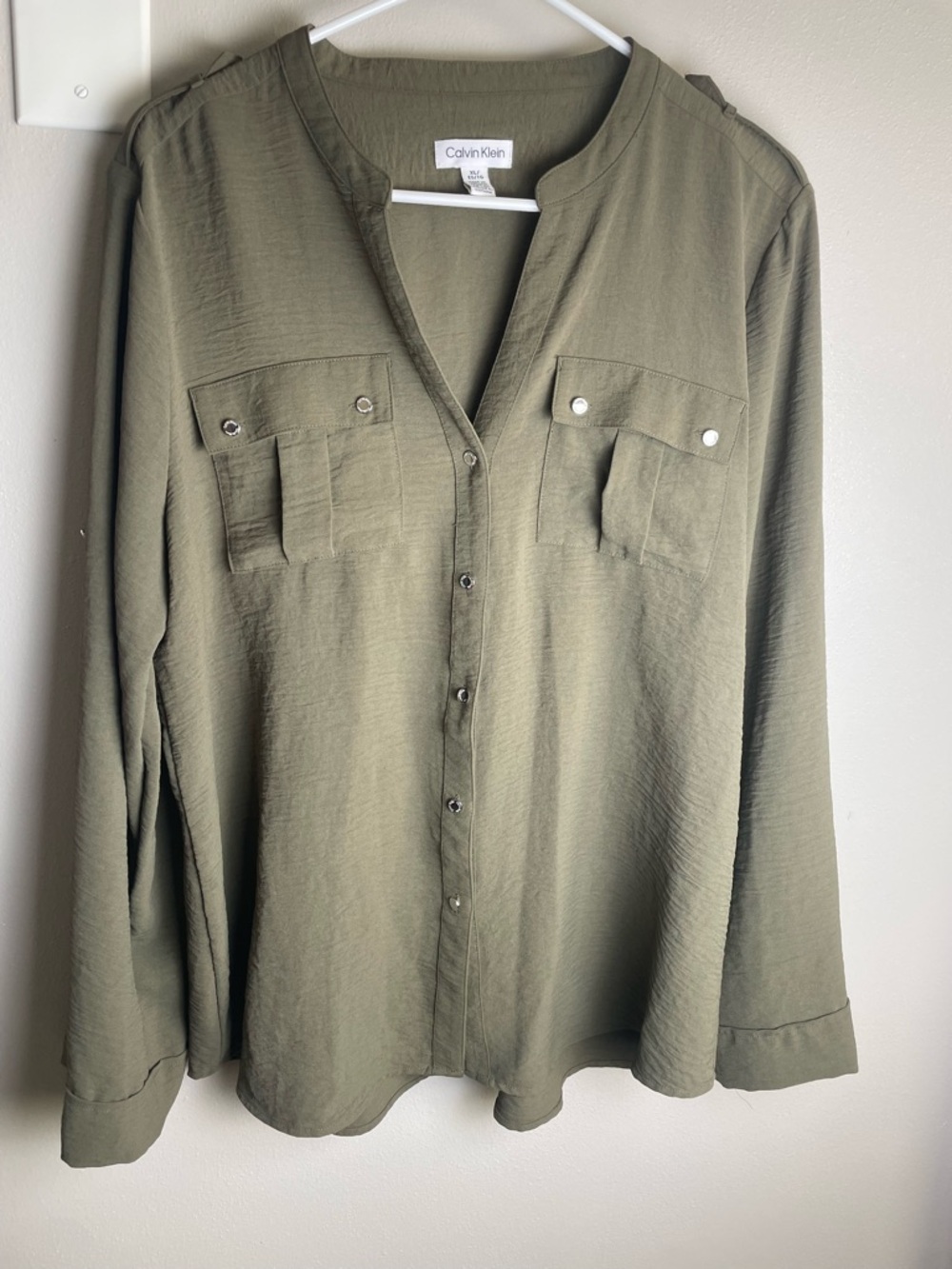 Calvin Klein Olive Button-Front blouse